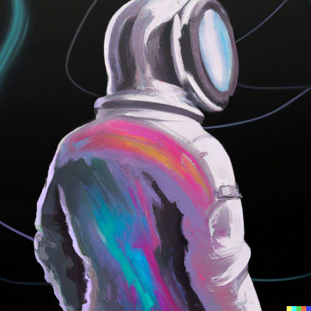 an astronaut, digital art made from colorful gradients, airbrush